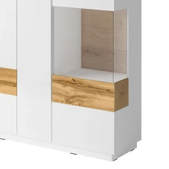 Garnero Arredamenti Vetrinette|Vetrinette-Vetrinetta 130x139h cm 3 ante bianco lucido rovere Bahama Bianco Lucido - Rovere Rustico