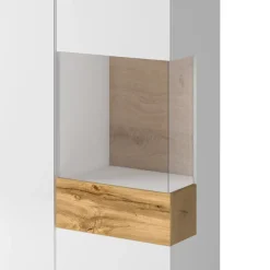 Garnero Arredamenti Vetrinette|Vetrinette-Vetrinetta 130x139h cm 3 ante bianco lucido rovere Bahama Bianco Lucido - Rovere Rustico