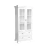 Garnero Arredamenti Credenza Alta|Vetrinette-Vetrinetta 88x193h cm 2 ante con vetro 2 cassetti shabby bianco frassinato Kelly