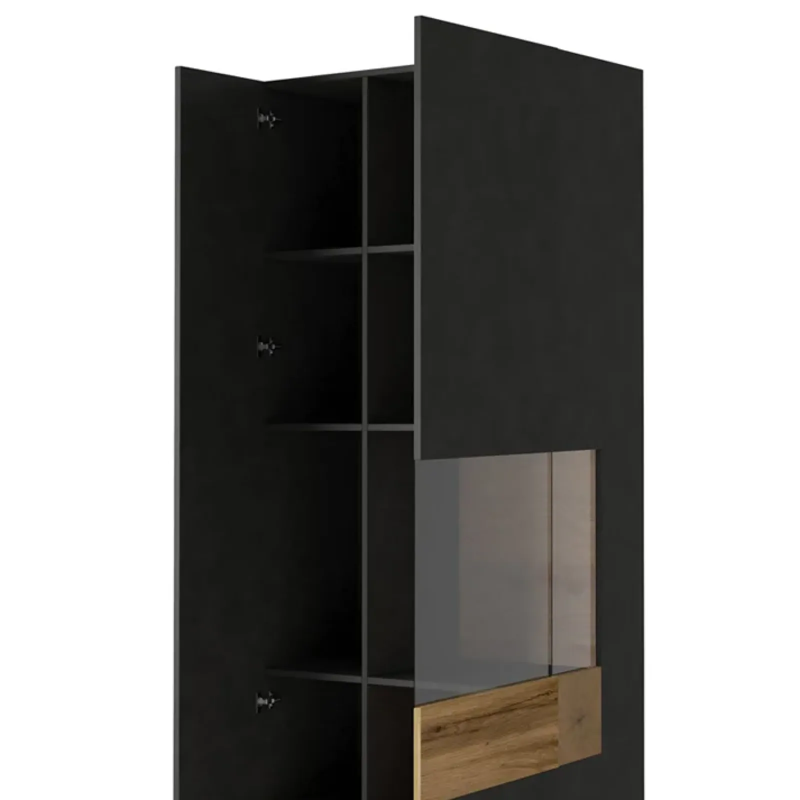 Garnero Arredamenti Vetrinette|Vetrinette-Vetrinetta 80x207h cm 2 ante destra antracite rovere Bahama Antracite - Rovere Rustico