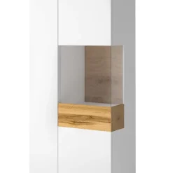 Garnero Arredamenti Vetrinette|Vetrinette-Vetrinetta 80x207h cm 2 ante destra bianco lucido rovere Bahama Bianco Lucido - Rovere Rustico