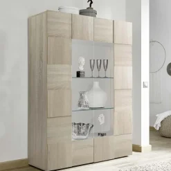 Garnero Arredamenti Vetrinette|Vetrinette-Vetrinetta 121x166h cm 2 ante moderna samoa Obsession Rovere