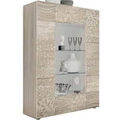 Garnero Arredamenti Vetrinette|Vetrinette-Vetrinetta 121x166h cm  2 ante moderna samoa serigrafato Paradise Rovere