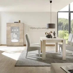 Garnero Arredamenti Vetrinette|Vetrinette-Vetrinetta 121x166h cm  2 ante moderna samoa serigrafato Paradise Rovere