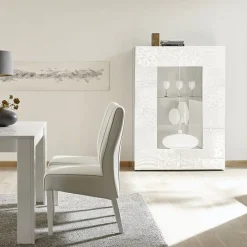 Garnero Arredamenti Vetrinette|Vetrinette-Vetrinetta 121x166h cm 2 ante moderna serigrafato Paradise Bianco Lucido