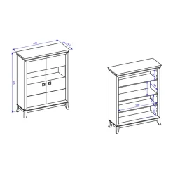 Garnero Arredamenti Vetrinette|Vetrinette-Vetrinetta 116x150h cm 2 ante moderna  antracite lucido rovere scuro Umag