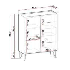 Garnero Arredamenti Vetrinette|Vetrinette-Vetrinetta 97x122h cm 2 ante moderna grafite marmo nero Visby