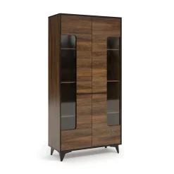 Garnero Arredamenti Credenza Alta|Vetrinette-Vetrinetta 91x185h cm 2 ante moderna noce Line