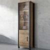 Garnero Arredamenti Vetrinette|Vetrinette-Vetrinetta 56x191h cm 2 ante quercia nero opaco Nebraska