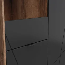 Garnero Arredamenti Vetrinette|Vetrinette-Vetrinetta 157x94h cm 2 ante rovere scuro nero opaco Elin