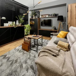 Garnero Arredamenti Vetrinette|Vetrinette-Vetrinetta 157x94h cm 2 ante rovere scuro nero opaco Elin