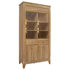 Garnero Arredamenti Vetrinette|Vetrinette-Vetrinetta 102x202h cm 4 ante rovere scuro Lucca