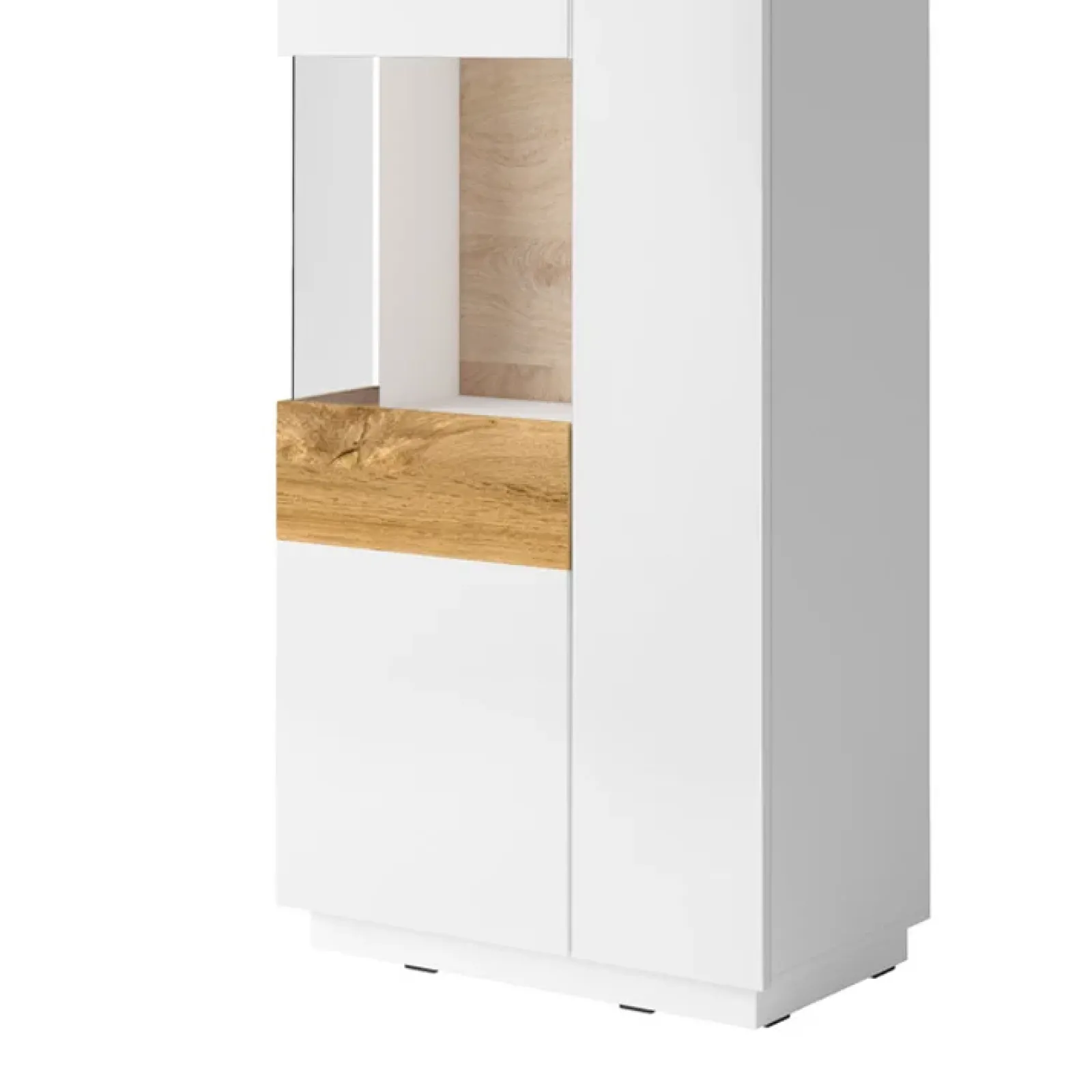 Garnero Arredamenti Vetrinette|Vetrinette-Vetrinetta 80x207h cm 2 ante sinistra bianco lucido rovere Bahama Bianco Lucido - Rovere Rustico