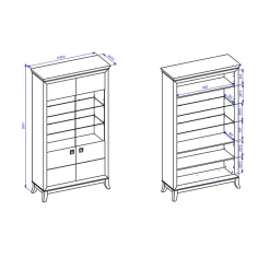 Garnero Arredamenti Vetrinette|Vetrinette-Vetrinetta 116x207h cm 2 ante soggiorno antracite lucido rovere scuro Umag Antracite - Wengè