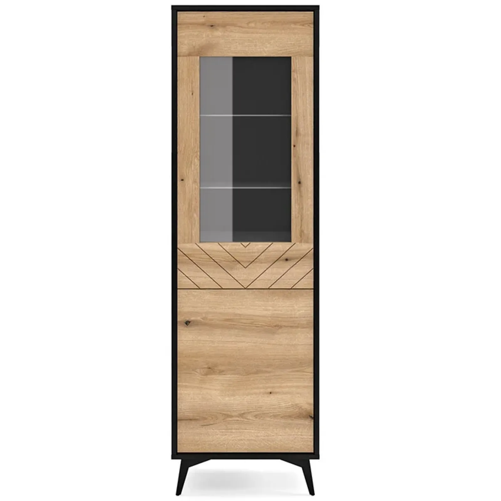 Garnero Arredamenti Vetrinette|Vetrinette-Vetrinetta 54x178h cm 2 ante soggiorno quercia nero Becca