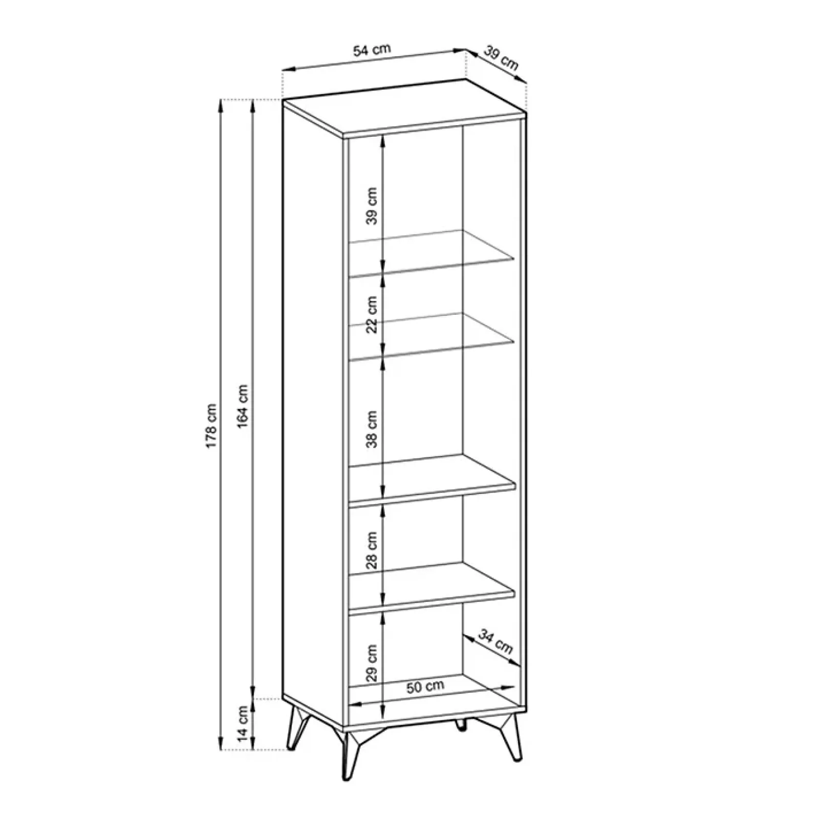 Garnero Arredamenti Vetrinette|Vetrinette-Vetrinetta 54x178h cm 2 ante soggiorno quercia nero Becca