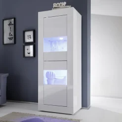 Garnero Arredamenti Vetrinette|Vetrinette-Vetrinetta 61x161h cm 2 ante soggiorno moderna bianco lucido Eternity