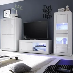 Garnero Arredamenti Vetrinette|Vetrinette-Vetrinetta 61x161h cm 2 ante soggiorno moderna bianco lucido Eternity