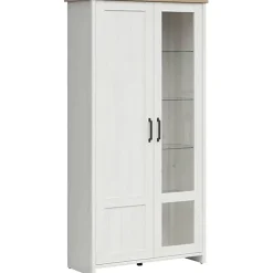 Garnero Arredamenti Vetrinette|Vetrinette-Vetrinetta 102x201h cm 2 ante soggiorno bianco frassinato rovere Lars