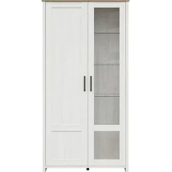 Garnero Arredamenti Vetrinette|Vetrinette-Vetrinetta 102x201h cm 2 ante soggiorno bianco frassinato rovere Lars