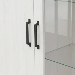 Garnero Arredamenti Vetrinette|Vetrinette-Vetrinetta 102x201h cm 2 ante soggiorno bianco frassinato rovere Lars