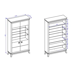 Garnero Arredamenti Vetrinette|Vetrinette-Vetrinetta 116x207h cm 2 ante soggiorno bianco frassinato rovere scuro Umag Bianco Lucido - Wengè