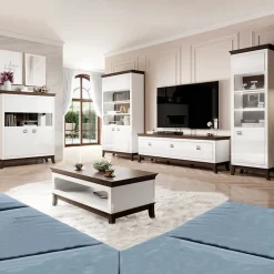 Garnero Arredamenti Vetrinette|Vetrinette-Vetrinetta 66x207h cm1 anta soggiorno bianco lucido rovere scuro Umag Bianco Lucido - Wengè