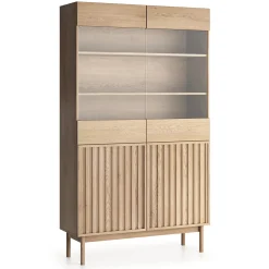 Garnero Arredamenti Vetrinette|Vetrinette-Vetrinetta 106x183h cm design cannettato rovere Colby
