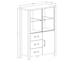 Garnero Arredamenti Credenze Moderne|Vetrinette-Vetrinetta 101x146h cm industrial 2 ante 3 cassetti rovere nero Nebraska Rovere - Nero opaco