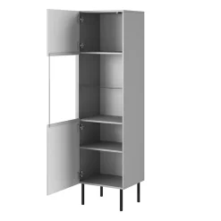 Garnero Arredamenti Vetrinette|Vetrinette-Vetrinetta 50x180h cm moderna soggiorno grigio chiaro nero Cadice