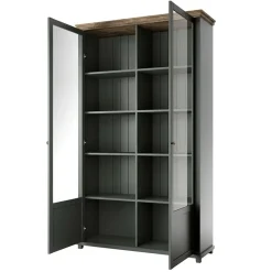 Garnero Arredamenti Vetrinette|Vetrinette-Vetrinetta 126x200h cm soggiorno moderna quercia Texel Verde