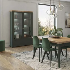 Garnero Arredamenti Vetrinette|Vetrinette-Vetrinetta 126x200h cm soggiorno moderna quercia Texel Verde